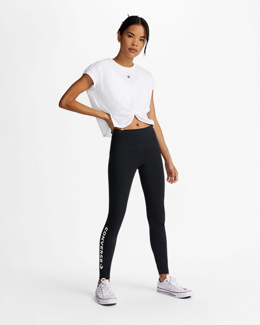 Women's Converse Wordmark Leggings Black | AU 651E3Y